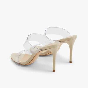 SCHUTZ Ariella Sandal |Double Clear Vinyl Straps stiletto heel nude size 8